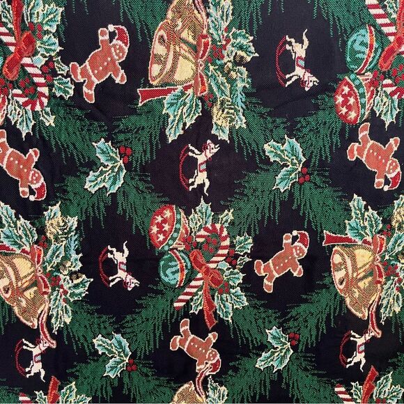 Vintage Christmas Throw Blanket 56"×48" The Northwest Co. Dark Green Red Yellow - Picture 2 of 5